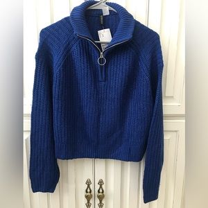 H&M Divided Blue Quarter-Zip Pullover Sweater